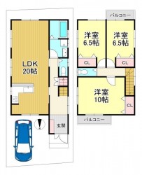 リビング広々20帖♪
敷地内には2台駐車可能です！
食器洗浄機や浴室TVなど設備充実♪