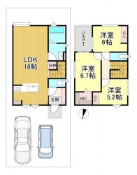 家具付で販売いたします！
バルコニー南向き！全居室2面採光につき日当たり・通風良好です♪
前面道路幅員約5ｍ！ゆったり駐車していただけます！
敷地内2台駐車可能です♪