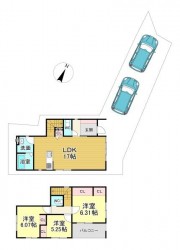 ホームセンター、スーパー徒歩圏内！
敷地内に２台駐車可能です♪
南向きバルコニーで陽当り良好♪