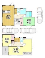 平成24年築!隣地建物との間に距離があり、陽当り通風良好です!
敷地内3台駐車可能です!