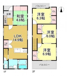 阪急「東向日」・JR「向日町」2WAYアクセス可能!
駐車スペース2台♪
ゆったり暮らす4LDK!
