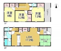 駐車2台可能！
全居室収納付き！
使い勝手の良いキッチン隣接の水回りあり！