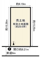  前道6メートル×間口6メートル超、建築条件無土地！
南向きで日当たり良好◎
樫原小学校まで徒歩3分！
