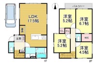 阪急・JR2沿線利用可能!
小学校まで徒歩10分!
家族が自然と集まるオープンキッチン♪